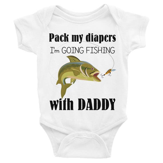 Daddy's Fishing Buddy Baby Nappy, Pack My Diapers I'm Going Fishing with Daddy Infant Bodysuit |Daddy's Fishing Buddy Baby Clothes, Fishing