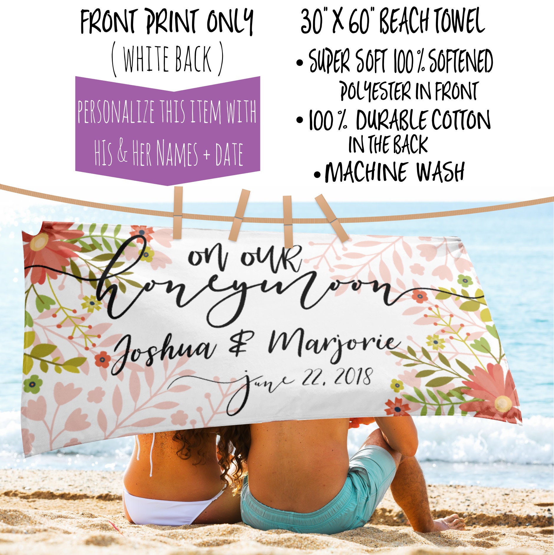 Wedding Beach Towel Honeymoon Mr And Mrs Custom Beach Towel Huge