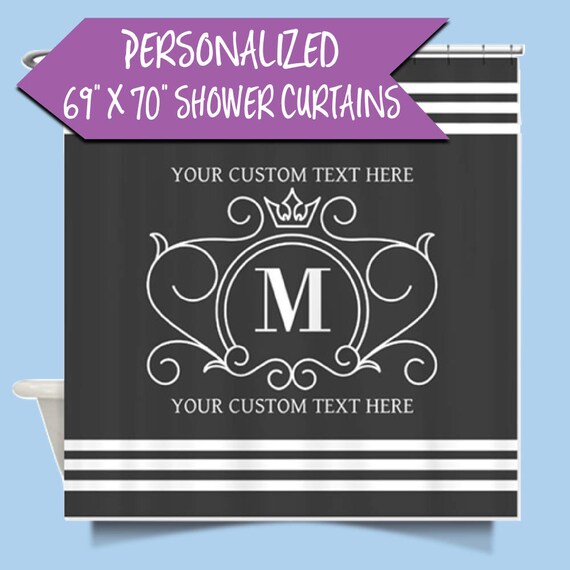 Monogrammed Shower Curtain |Custom Personalized Sower Curtain| Customized Shower Curtain |Scroll Monogrammed Shower Curtain
