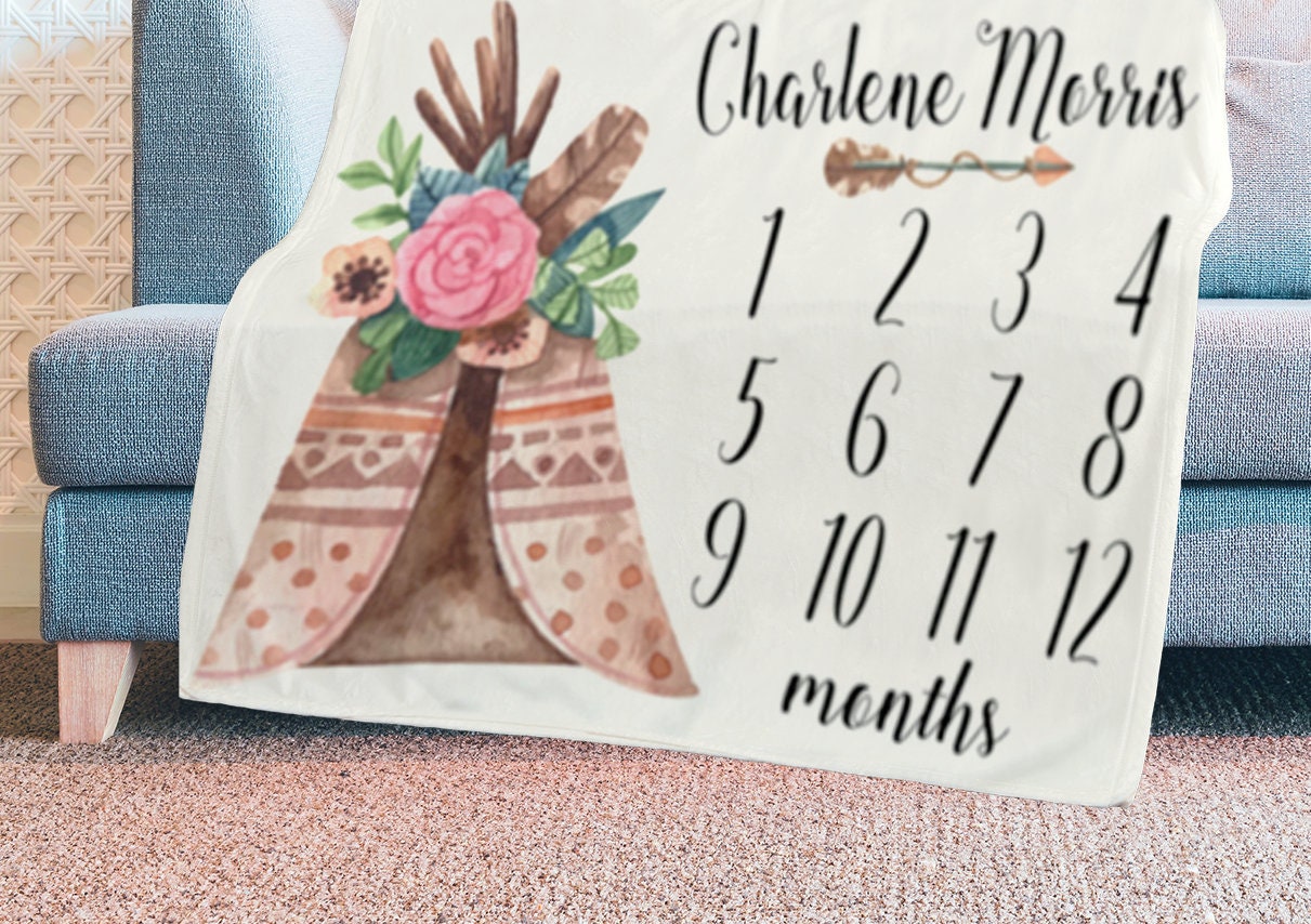 personalized monthly baby blanket