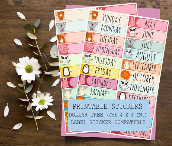 Days of the Week Stickers, Printable Planner Stickers, Bullet Journal, Printable Days of the Week Stickers, Days of the Week Headers Banners