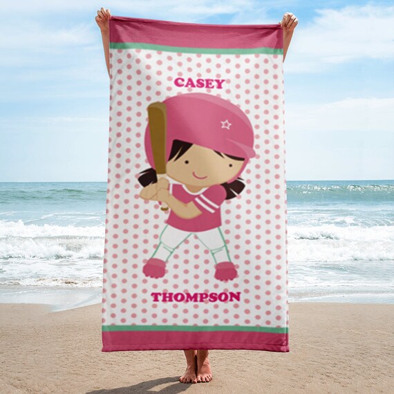 Unique Softball Gift Personalized Beach Towel | Personalized Beach Towel | Kids Beach Towel | Personalized Gift | Monogrammed Beach Towels