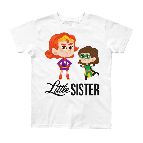 SALE Superhero Character Little Sister T-Shirt, little sister, little sister shirt, big sister shirt, little sister outfit, sister shirts