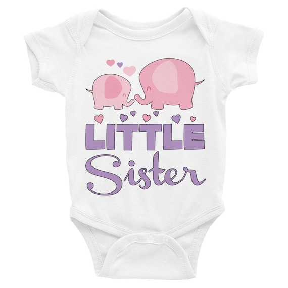 SALE!Little Sister Shirt, Sibling Shirt,Cute Elephants Little Sister Infant Bodysuit, Little sister romper, Baby girl clothes, Sister Outfit