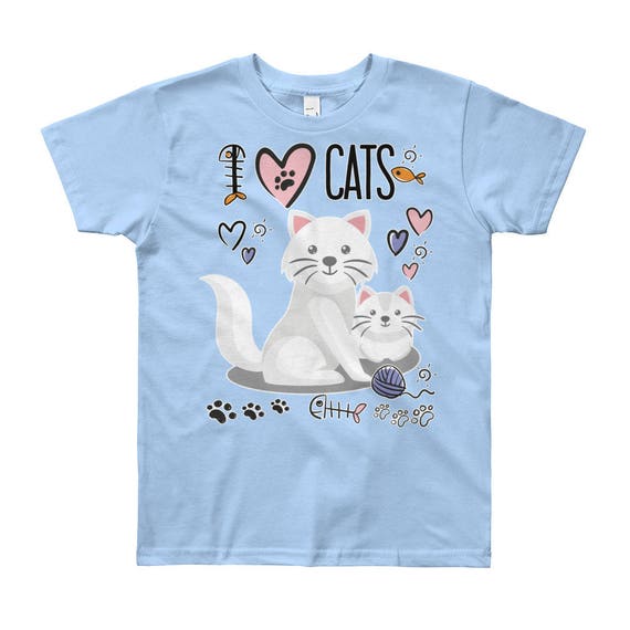 I Love Cats Kids Tshirt I Heart Cats Kids Shirt Cat Shirt Etsy