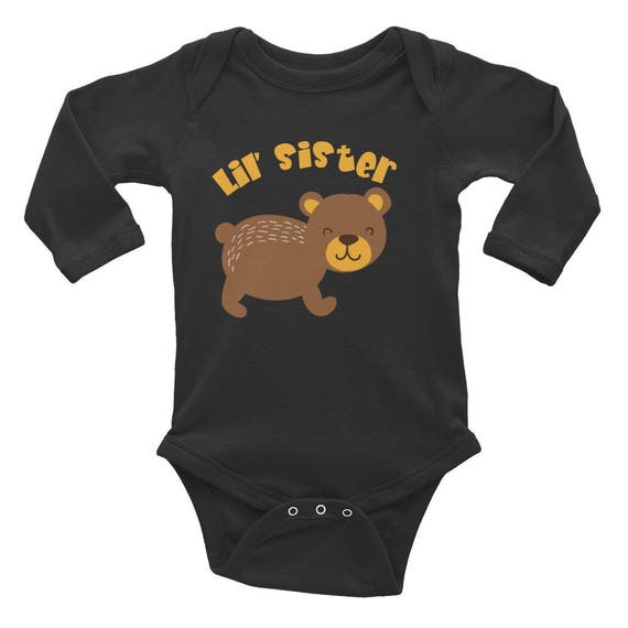 Little Sister Infant Long Sleeve Bodysuit, Baby Girl Coming Home Outfit, Little Sister, little sister infant bodysuit, Littel Sister Tops