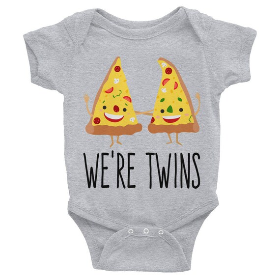 We are Twins Funny Pizza Nappy Infant Bodysuit Twin shirts Matching Outfits Baby shower gift Twin Bodysuits Twin Outfits Twin Baby Clothes