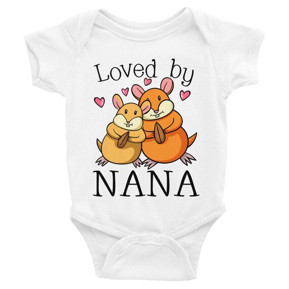 Loved by Nana Romper Infant Bodysuit | Loved By Nana Grandchild - Cute Squirrel and Nuts Creeper, Cute Baby Clothes, Baby Shirts, Baby Shirt
