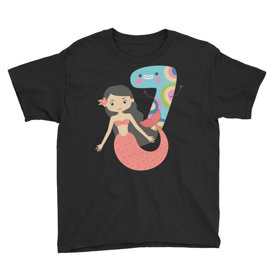 ON SALE Girl's 7th Birthday Shirt with Mermaid, Baby Girl 7th Birthday, 7th Birthday - Seventh Birthday Outfit, Seventh Birthday Shirt