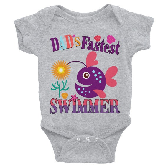 Cute baby Bodysuit , Dad's Fastest Swimmer - Funny Baby Nappy, Cute baby clothes, Baby bodysuit, Cute baby snapsuits, New baby, Trendy baby