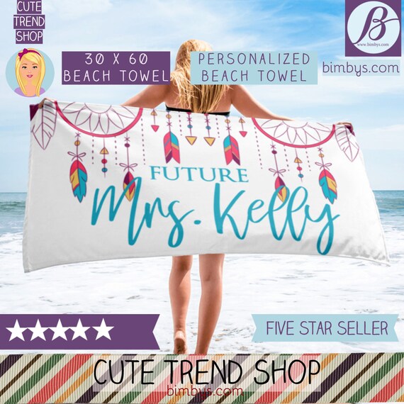 ON SALEFuture Mrs. Custom Beach towel - Personalized Bride Beach Towel - Custom Name Bride Beach Wedding - Personalized Wedding Beach Towel