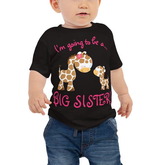 SALEI am Going to be a BIG Sister with Cute Giraffe Print Kids T-Shirt, Big Sister to be Baby Jersey Short Sleeve Tee, Giraffe Design