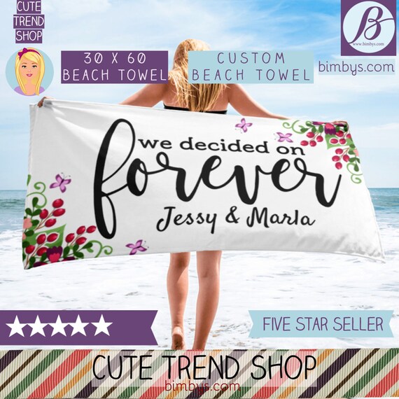 ON SALECustom Wedding Day Beach Towel - Personalized beach Towel - Custom Name Bride Beach Towels - Wedding Beach Towel
