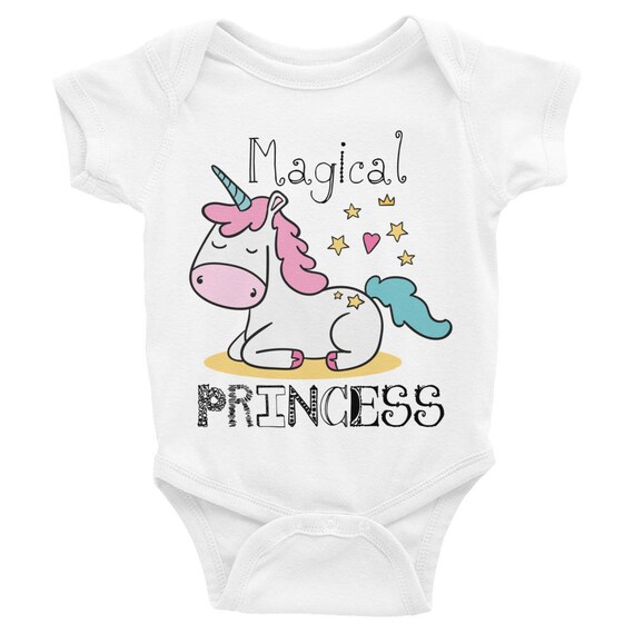 Unicorn Nappy, Magical Princess Infant Bodysuit- Unicorn Baby Romper, Cute Unicorn Bodysuit - Baby Girl Gift, Baby Shower Gift, Pink Unicorn