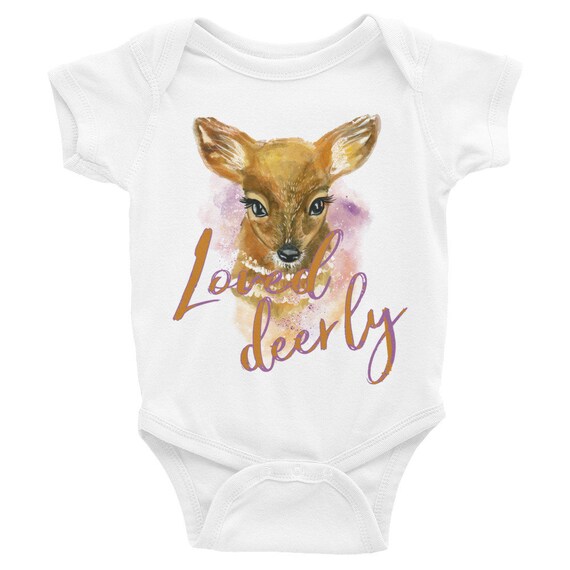 SALE!Loved deer-ly baby ONSIE ,Boho Bodysuit, Baby Nappy, Deer snapsuit, Oh deer Onsie, Woodland Onsie, Hunting Onsie, Woodland Deer, Cute