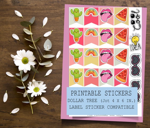 Cute Printable Sticker Dollar Tree Jot Sticker Compatibe | 4x6 inches Printable Planner Stickers | Planner Stickers | Printable Stickers