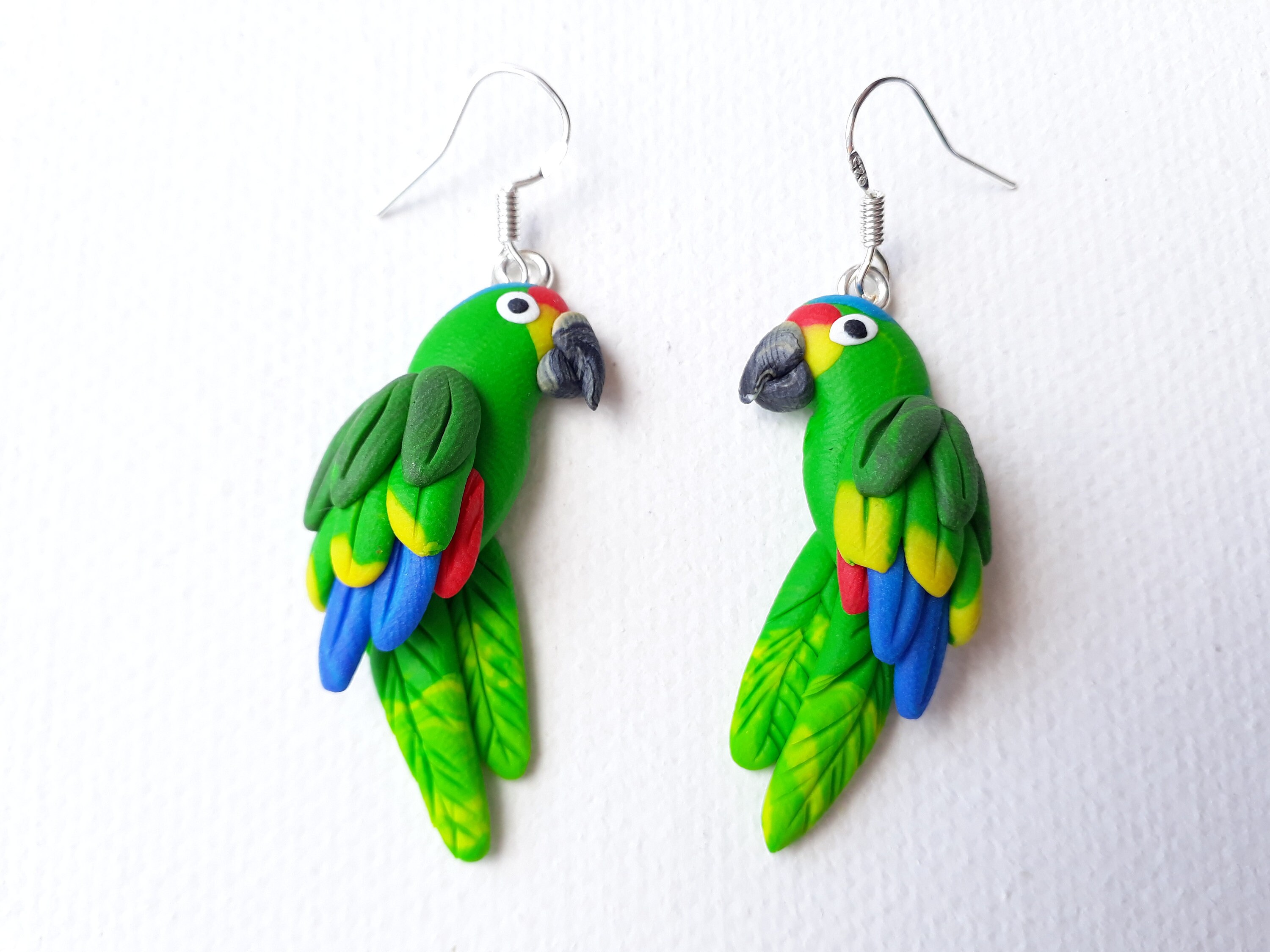 Boucles d/'Oreilles Clous Doré Puces Perroquet Email Vert Marron Oiseau Retro L1