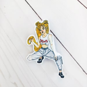 SAILOR MOON Sticker, Anime Sicker, Pastel Sticker, Anime Art Sticker, Cute Girly Sticker, Sailor Moon art, Luna Cat Art, Naruto Sticker