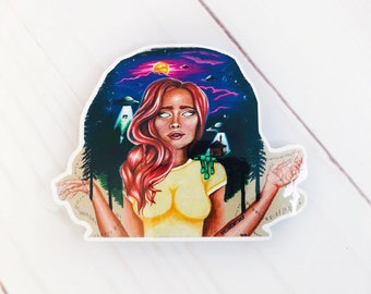 ALIENS Sticker, UFO Sticker, Alien Sticker, Flying Saucer Sticker, Trippy Sticker, Sci-Fi Sticker, Fantasy Sticker, Pink Sticker, Pop Art