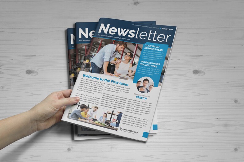 8 Page Newsletter Template, Printable Newsletter, Editable Newsletter