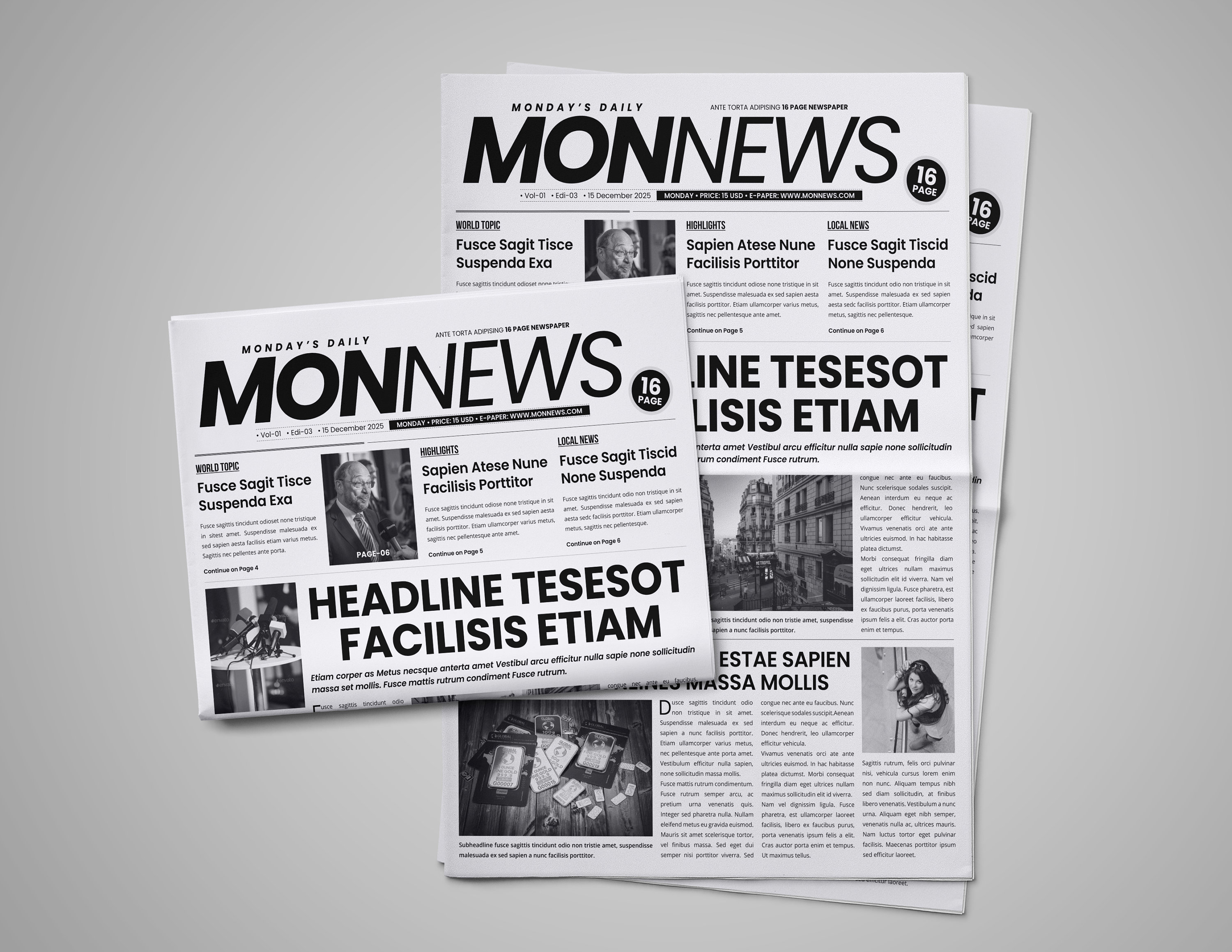 Newspaper Design Template Daily Newspaper Newsletter Etsy