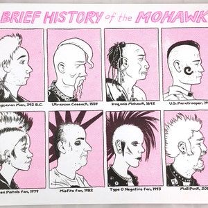 Risograph print "A Brief History of The Mohawk" by J.T. Yost