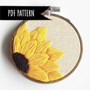 Sunflower Hand Embroidery Pattern, PDF embroidery, Floral Embroidery pattern, Embroidery Pattern PDF, Beginner Pattern, Floral Embroidery