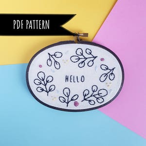 Hello Hand Embroidery Pattern, Hand Embroidery Pdf Pattern, Embroidery Pattern PDF, Embroidery Pattern, Floral Embroidery, DIY Embroidery