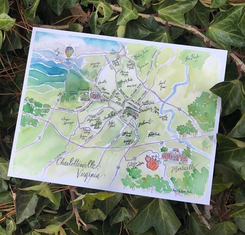 Charlottesville Map 8x10 inch Print Etsy