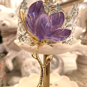 Lavender Enamel Flower Brooch Pin