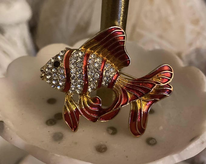Goldfish Brooch Pin Enamel Rhinestone - Etsy