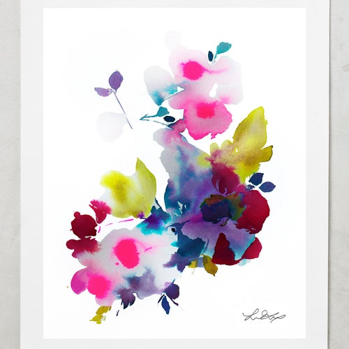 Abstract Floral Painting Loose Floral Art Print Watercolor - Etsy