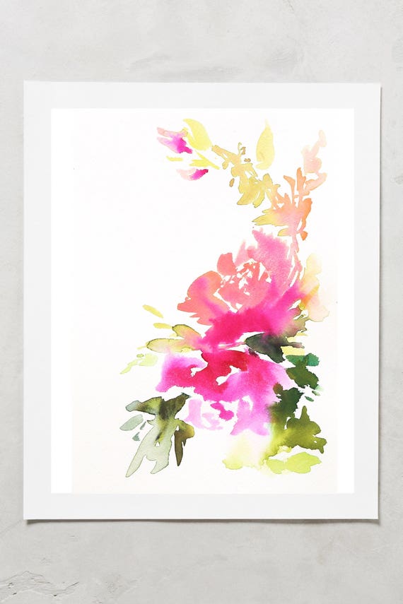 Watercolor print, peony painting, peony art, peony watercolor, abstract floral painting, floral print, floral art, wall art, pink floral