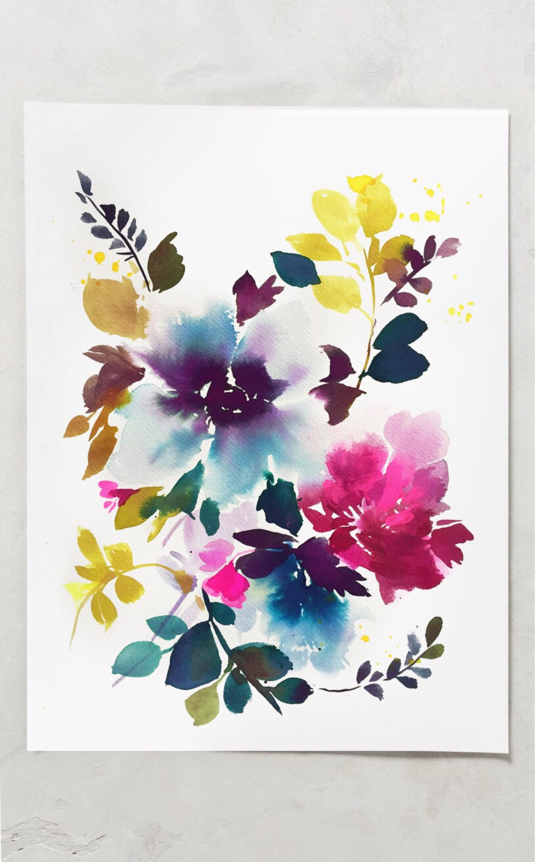 Floral painting, pink and salt, abstract floral painting, floral