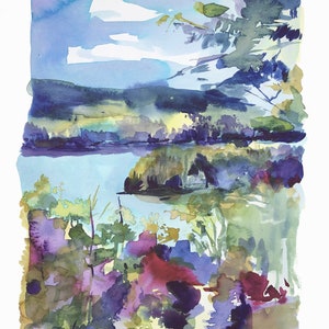 Lake painting, lake watercolor, watercolor minnesota, watercolor lake, watercolor paintings, prints for bedroom