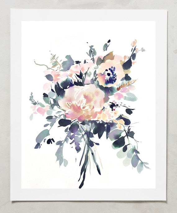 Floral watercolor print, floral painting, peony painting, peony watercolor, abstract floral painting, floral pint, floral art, wall art