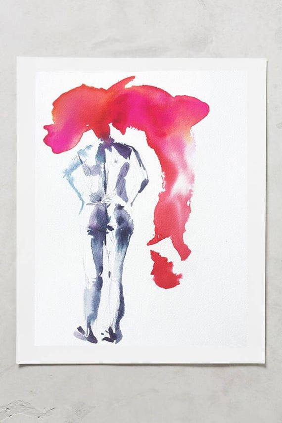 Original 7" x 10", Watercolor figure, painting, watercolor, woman art, female watercolor, abstract floral painting, original artwork