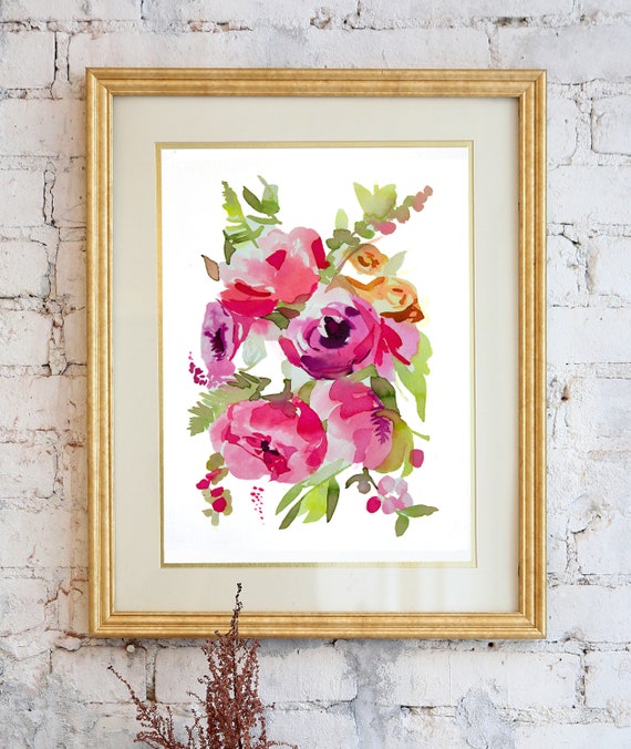 Watercolor print, peony painting, peony art, peony watercolor, abstract floral painting, floral print, floral art, wall art, pink floral