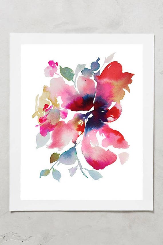 Watercolor print, peony painting, peony art, peony watercolor, abstract floral painting, floral print, floral art, wall art, pink floral