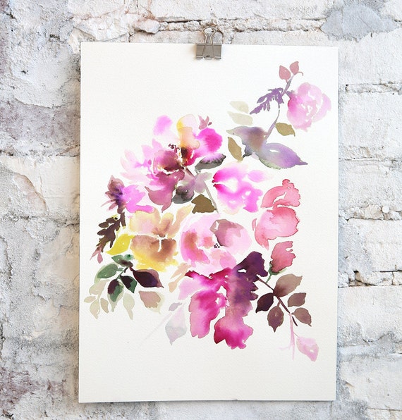 Original 10" x 14", Watercolor painting, floral painting, floral decor, peony watercolor, abstract floral, floral pint, floral art, wall art