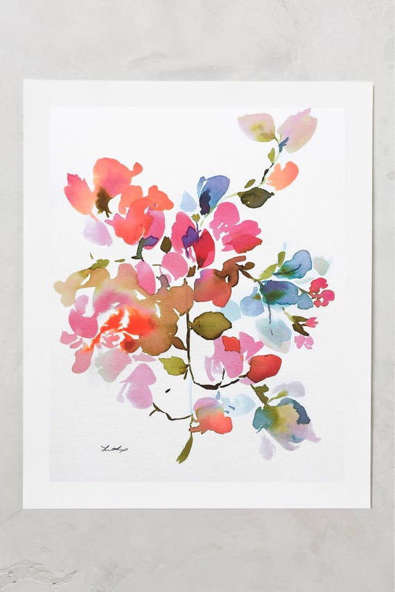 Watercolor Print, pink floral, watercolor, peony art, peony watercolor, abstract floral painting, floral pint, floral art, wall art