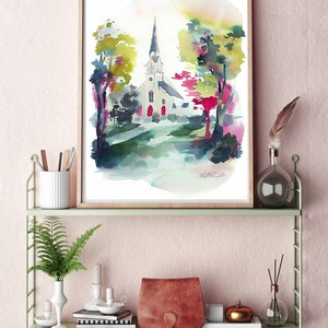 Original, church painting, chapel watercolor, chapel painting, wedding painting, watercolor painting, landscape watercolor