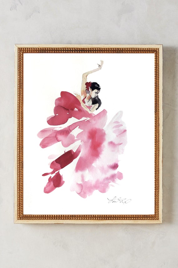 Abstract dancer, watercolor dancer, rustic decor, modern decor, abstract figures, abstract wall art, flowing dancer, ballerina painting