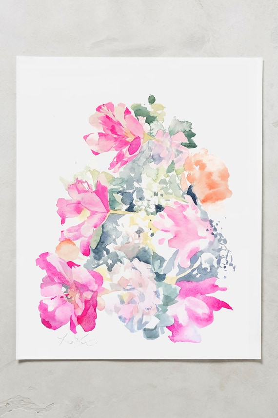 Peony print, wedding bouquet painting, peony art, watercolor, abstract floral painting, floral print, floral art, wall art, pink floral