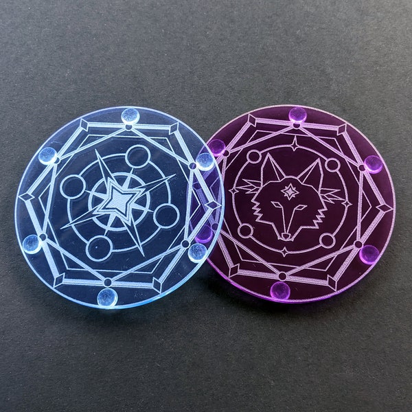 Magic Circle Coaster: Astral Magic || geometric stars, wolf, supernova themed magic ritual summoning circle || laser-cut acrylic