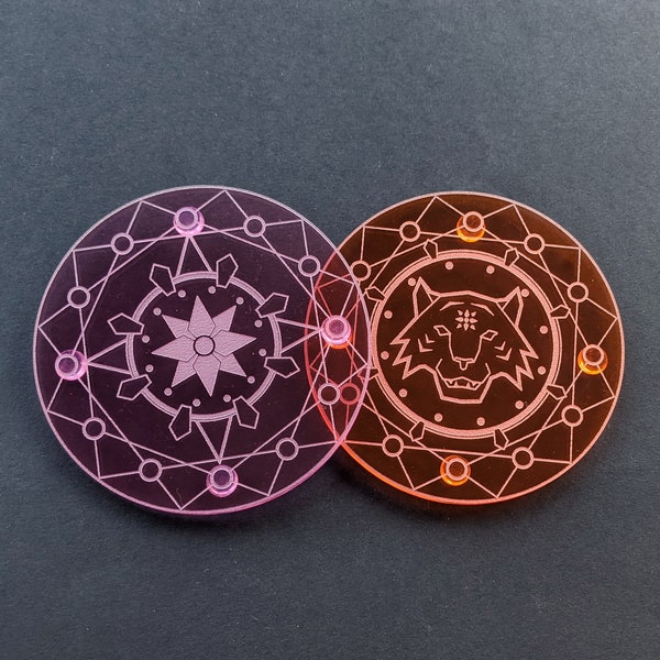 Magic Circle Coaster: Floral Magic || geometric flower, tiger, zen themed magic ritual summoning circle || laser-cut acrylic