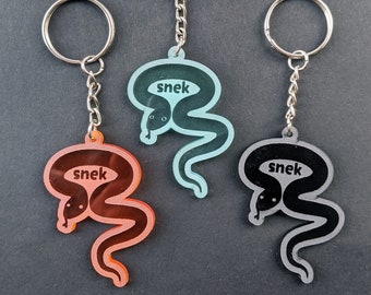 Snake Snek Keychain, Charm, or Necklace || laser-cut acrylic