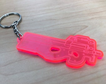 Pink P90 Keychain, Charm, or Necklace || FN P90 P-chan || Laser