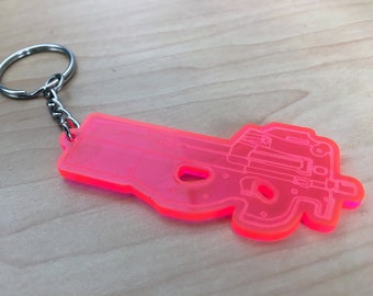 Pink P90 Keychain, Charm, or Necklace || FN P90 P-Chan || laser-cut acrylic