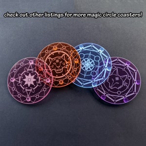 Magic Circle Coaster: Astral Magic geometric stars, wolf, supernova themed magic ritual summoning circle laser-cut acrylic image 8